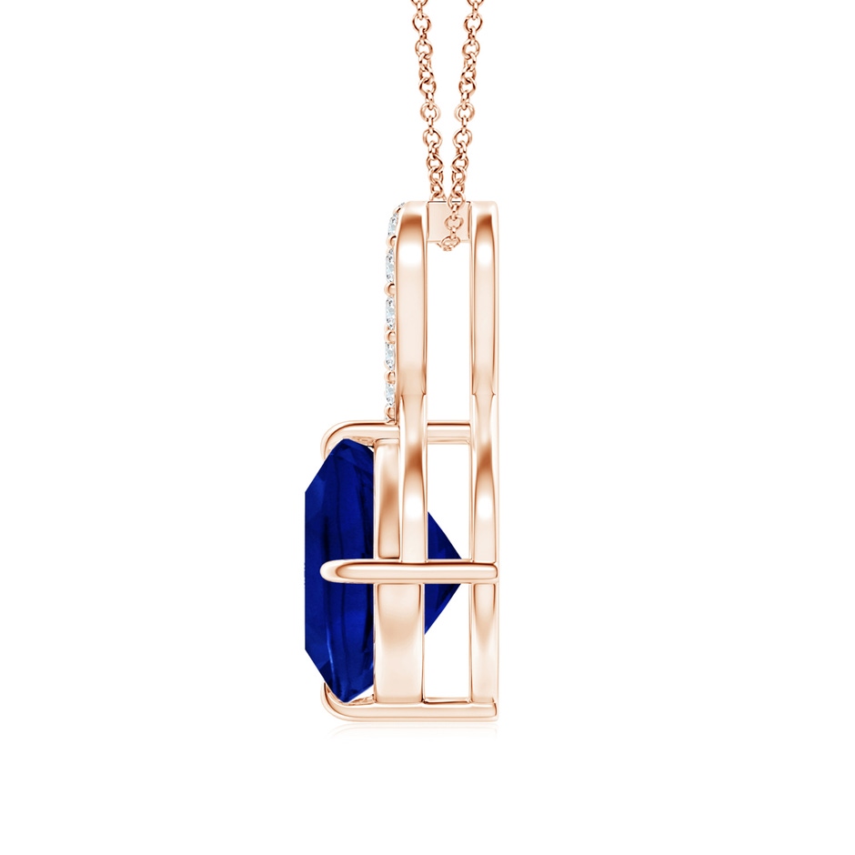 8mm Lab-Grown Claw-Set Sapphire Infinity Pendant with Diamonds in 9K Rose Gold side 199
