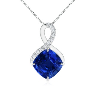 8mm Lab-Grown Claw-Set Sapphire Infinity Pendant with Diamonds in S999 Silver