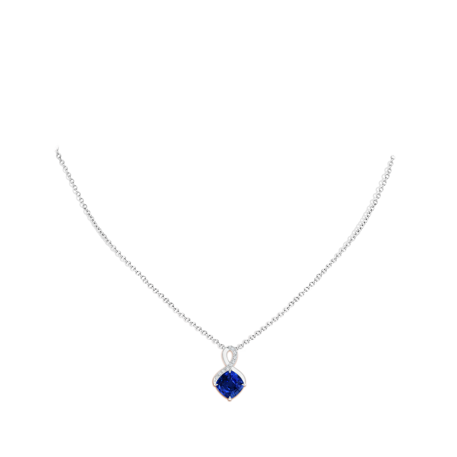 8mm Lab-Grown Claw-Set Sapphire Infinity Pendant with Diamonds in S999 Silver pen