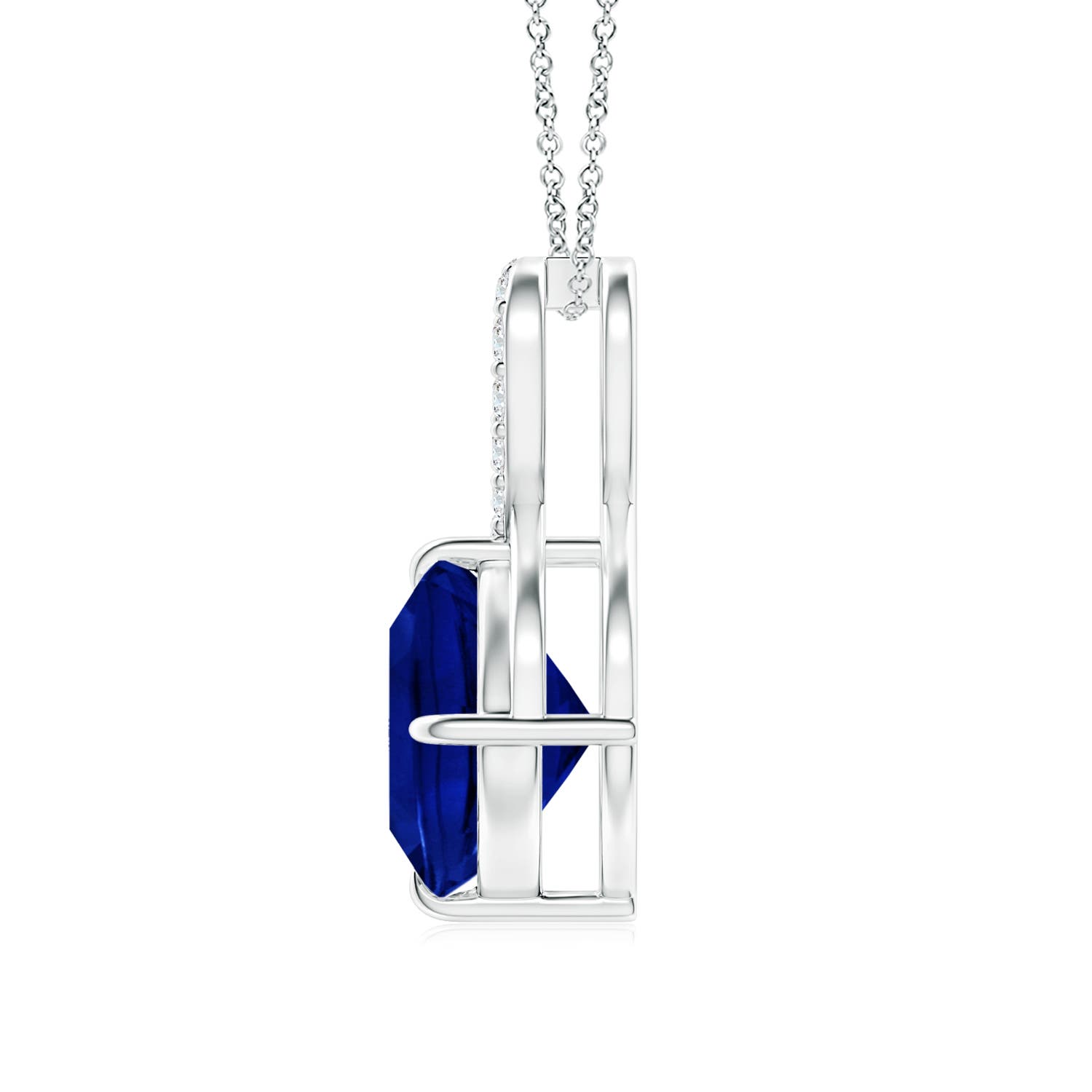 Lab-Grown Claw-Set Sapphire Infinity Pendant with Lab Diamonds
