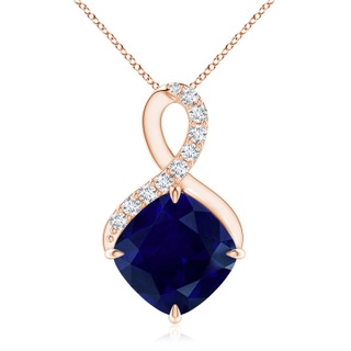 9mm AA Claw-Set Sapphire Infinity Pendant with Diamonds in 9K Rose Gold