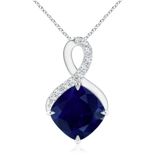 9mm AA Claw-Set Sapphire Infinity Pendant with Diamonds in S999 Silver