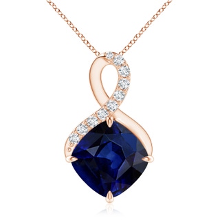 9mm AAA Claw-Set Sapphire Infinity Pendant with Diamonds in Rose Gold