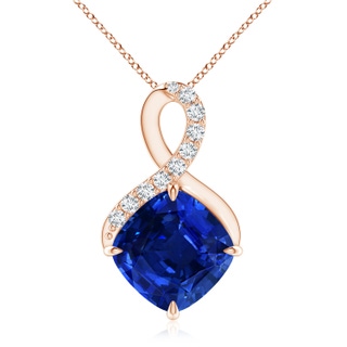 9mm AAAA Claw-Set Sapphire Infinity Pendant with Diamonds in Rose Gold