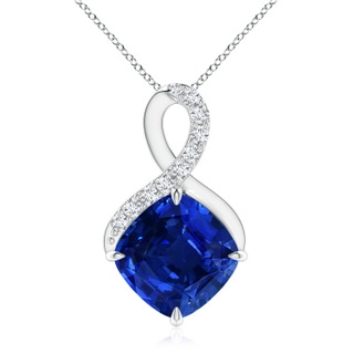 9mm AAAA Claw-Set Sapphire Infinity Pendant with Diamonds in S999 Silver