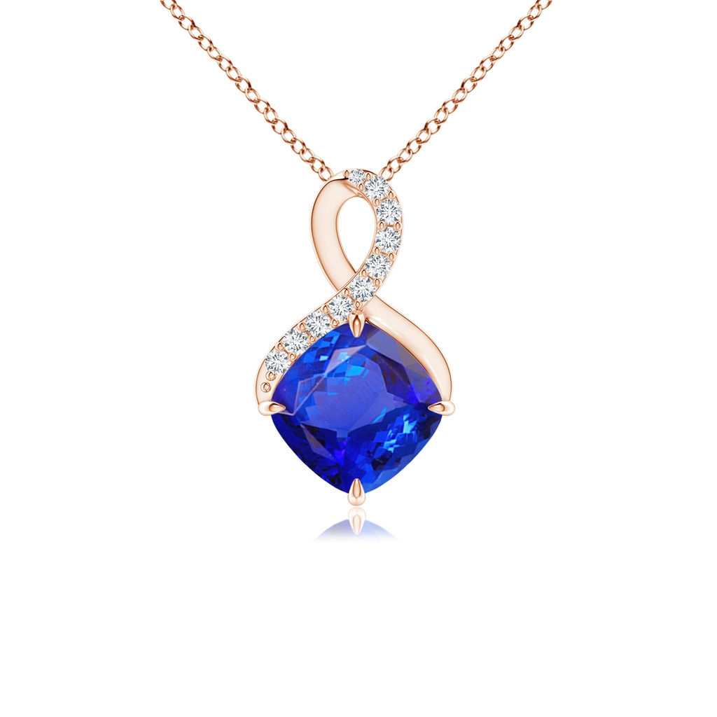 6mm AAA Claw-Set Tanzanite Infinity Pendant with Diamonds in Rose Gold