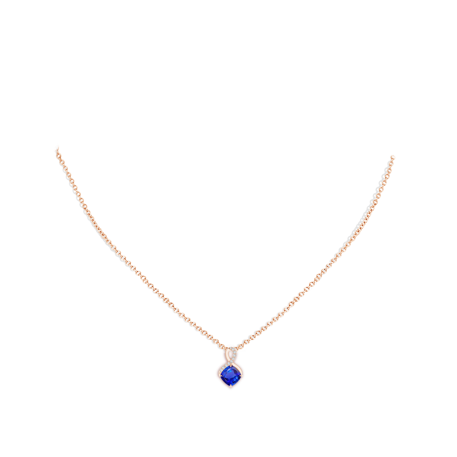 6mm AAA Claw-Set Tanzanite Infinity Pendant with Diamonds in Rose Gold pen