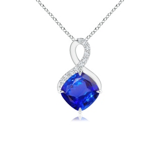 6mm AAA Claw-Set Tanzanite Infinity Pendant with Diamonds in White Gold