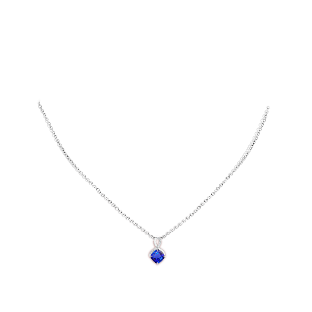 6mm AAA Claw-Set Tanzanite Infinity Pendant with Diamonds in White Gold pen