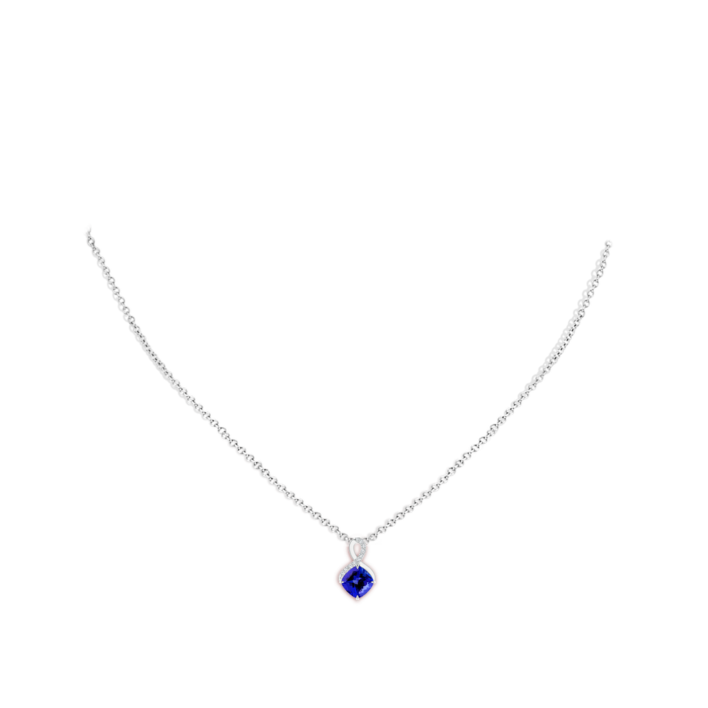 6mm AAAA Claw-Set Tanzanite Infinity Pendant with Diamonds in S999 Silver pen