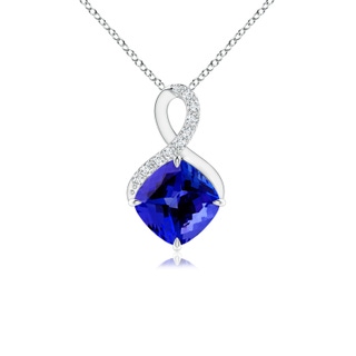 6mm AAAA Claw-Set Tanzanite Infinity Pendant with Diamonds in White Gold