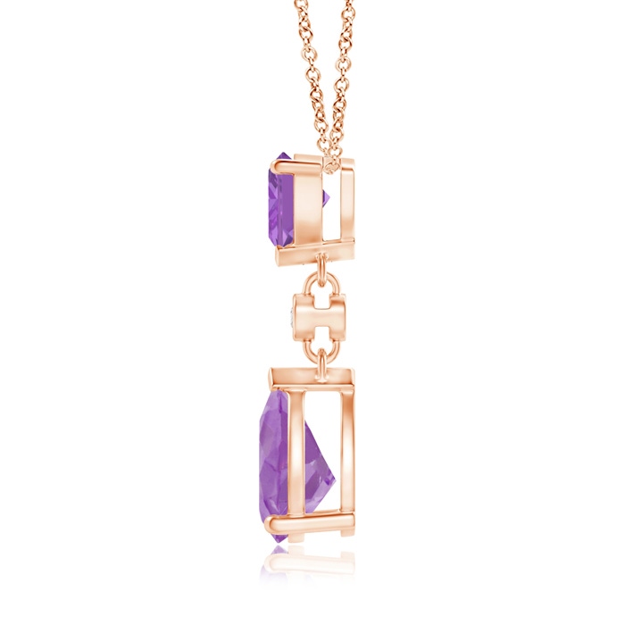 8x6mm A Trillion and Pear Amethyst Drop Pendant with Diamond in Rose Gold product image
