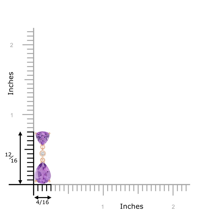 8x6mm A Trillion and Pear Amethyst Drop Pendant with Diamond in Rose Gold product image