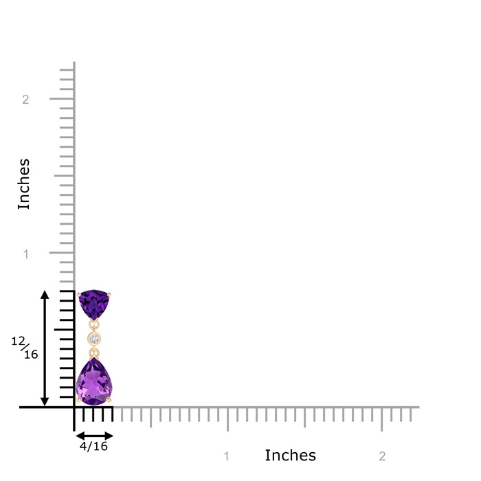 8x6mm AAAA Trillion and Pear Amethyst Drop Pendant with Diamond in Yellow Gold product image