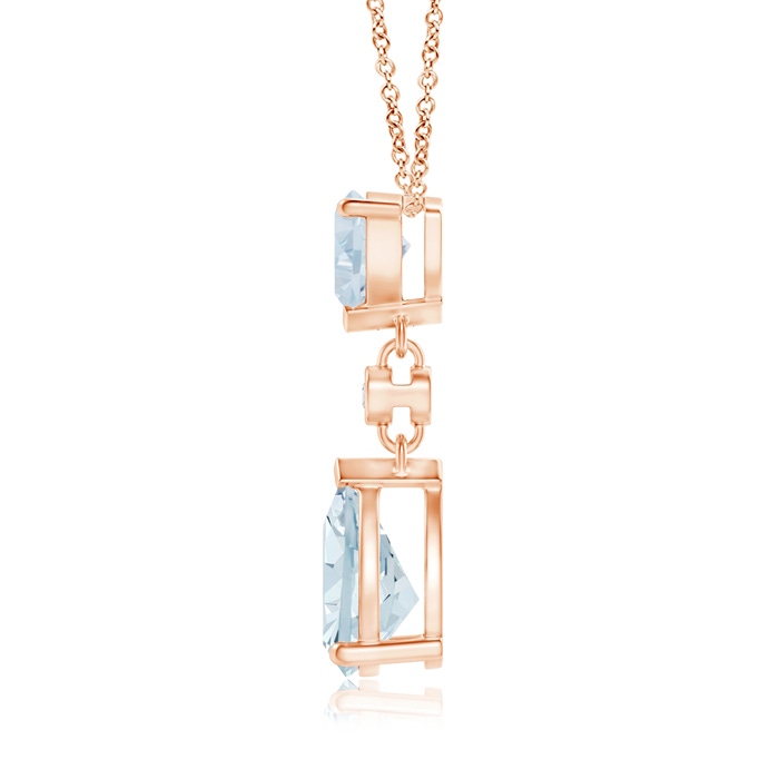 8x6mm A Trillion and Pear Aquamarine Drop Pendant with Diamond in Rose Gold product image
