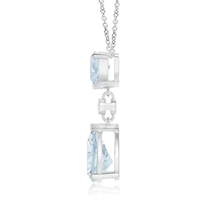 8x6mm A Trillion and Pear Aquamarine Drop Pendant with Diamond in S999 Silver product image