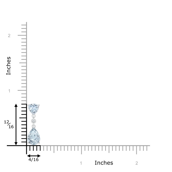 8x6mm A Trillion and Pear Aquamarine Drop Pendant with Diamond in S999 Silver product image