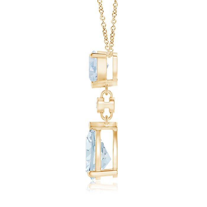 8x6mm A Trillion and Pear Aquamarine Drop Pendant with Diamond in Yellow Gold product image
