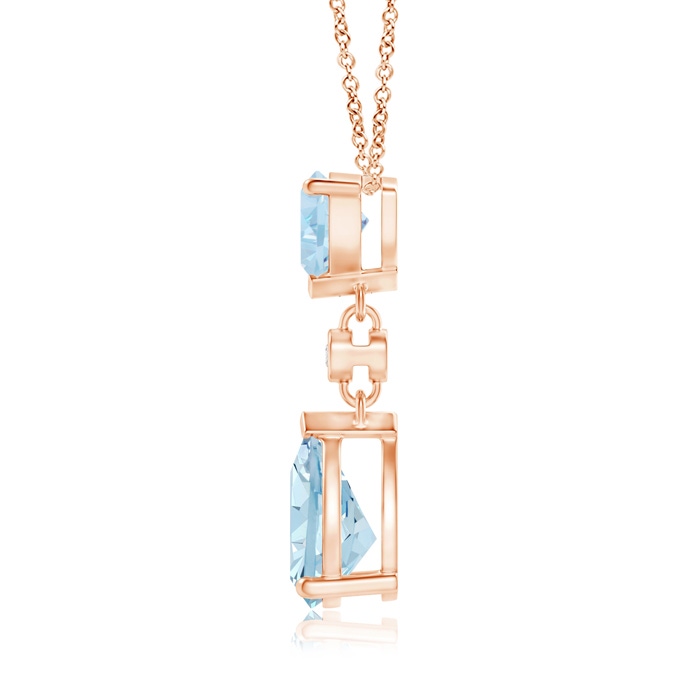 8x6mm AA Trillion and Pear Aquamarine Drop Pendant with Diamond in Rose Gold product image
