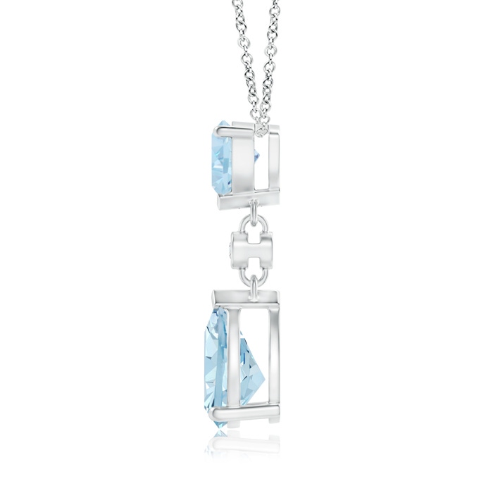 8x6mm AA Trillion and Pear Aquamarine Drop Pendant with Diamond in White Gold product image