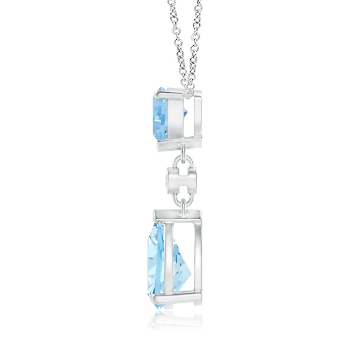 8x6mm AAA Trillion and Pear Aquamarine Drop Pendant with Diamond in White Gold product image