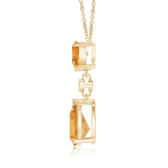 8x6mm A Trillion and Pear Citrine Drop Pendant with Diamond in Yellow Gold product image