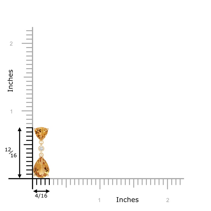 8x6mm A Trillion and Pear Citrine Drop Pendant with Diamond in Yellow Gold product image