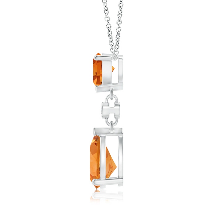 8x6mm AAA Trillion and Pear Citrine Drop Pendant with Diamond in S999 Silver product image