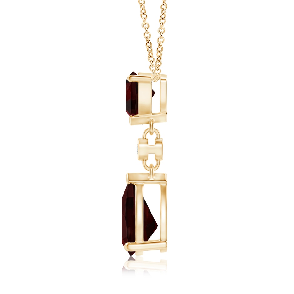 8x6mm A Trillion and Pear Garnet Drop Pendant with Diamond in 18K Yellow Gold side 199