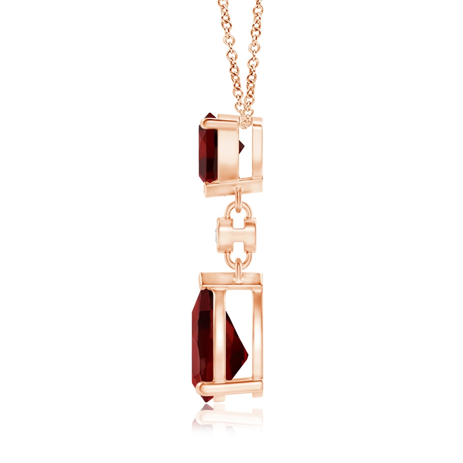 8x6mm AAAA Trillion and Pear Garnet Drop Pendant with Diamond in Rose Gold side 199