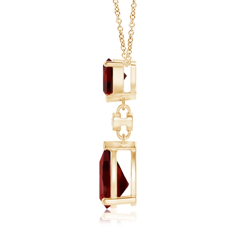 8x6mm AAAA Trillion and Pear Garnet Drop Pendant with Diamond in Yellow Gold Product Image