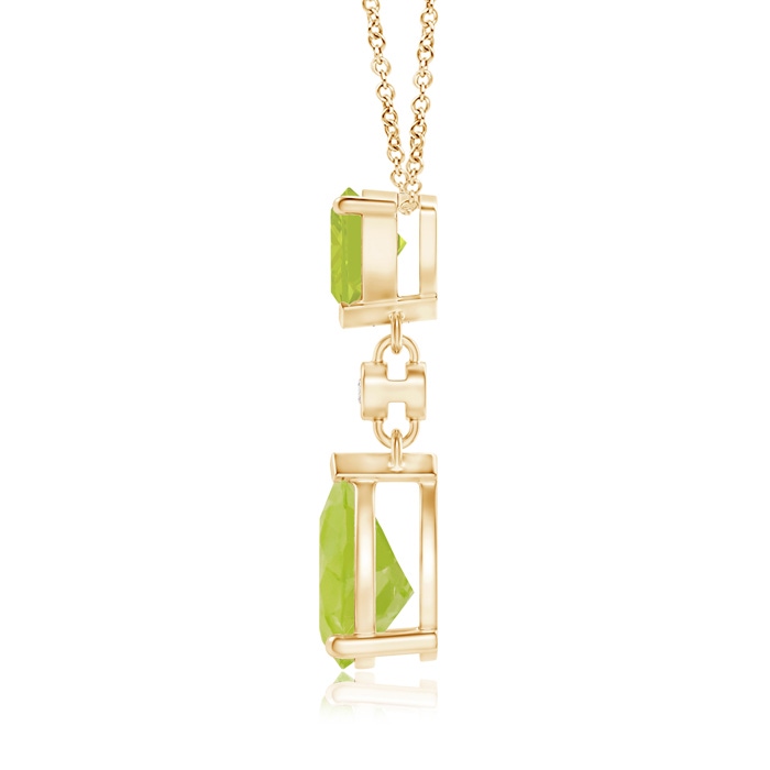 8x6mm A Trillion and Pear Peridot Drop Pendant with Diamond in Yellow Gold product image