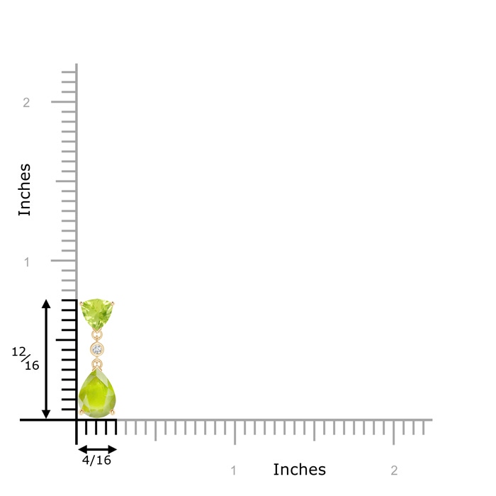 8x6mm A Trillion and Pear Peridot Drop Pendant with Diamond in Yellow Gold product image