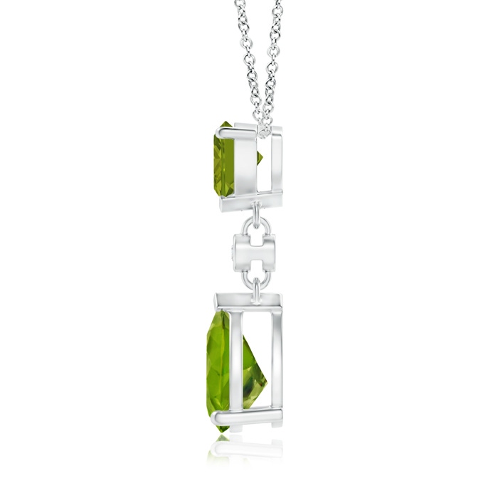 8x6mm AAA Trillion and Pear Peridot Drop Pendant with Diamond in S999 Silver product image