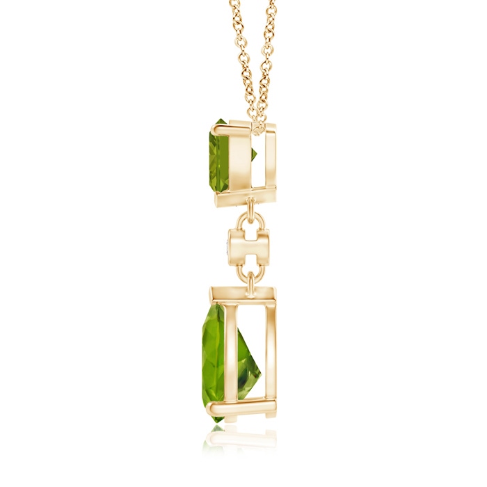 8x6mm AAA Trillion and Pear Peridot Drop Pendant with Diamond in Yellow Gold Product Image