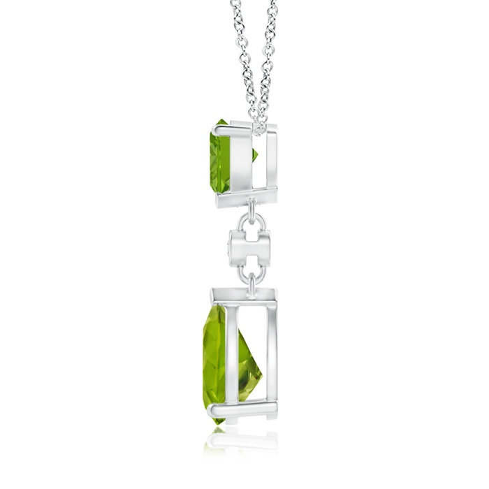 8x6mm AAAA Trillion and Pear Peridot Drop Pendant with Diamond in S999 Silver product image