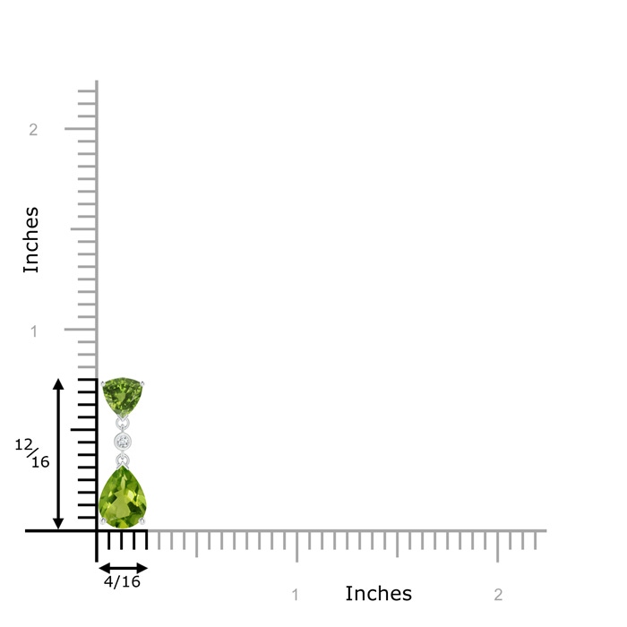 8x6mm AAAA Trillion and Pear Peridot Drop Pendant with Diamond in S999 Silver product image