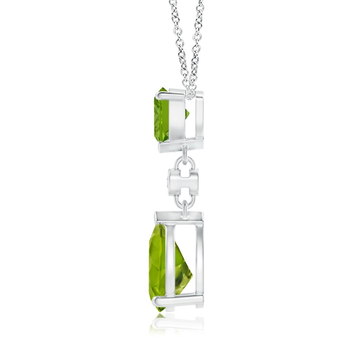 8x6mm AAAA Trillion and Pear Peridot Drop Pendant with Diamond in White Gold product image