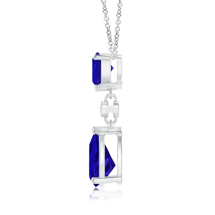 8x6mm AAAA Trillion and Pear Tanzanite Drop Pendant with Diamond in S999 Silver Product Image