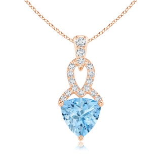 6mm AAAA Trillion Aquamarine Dangle Pendant with Diamond Accents in 9K Rose Gold