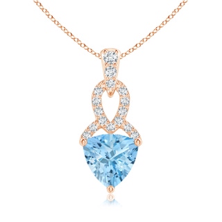 6mm AAAA Trillion Aquamarine Dangle Pendant with Diamond Accents in Rose Gold