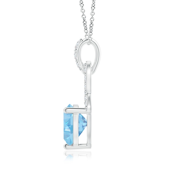6mm AAAA Trillion Aquamarine Dangle Pendant with Diamond Accents in S999 Silver Product Image