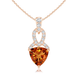6mm AAAA Trillion Citrine Dangle Pendant with Diamond Accents in Rose Gold