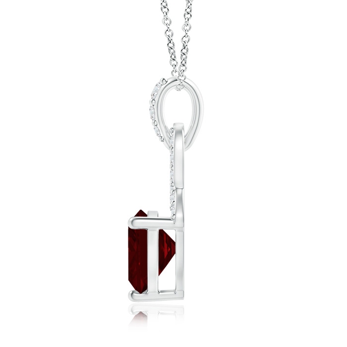 6mm AAA Trillion Garnet Dangle Pendant with Diamond Accents in White Gold Product Image