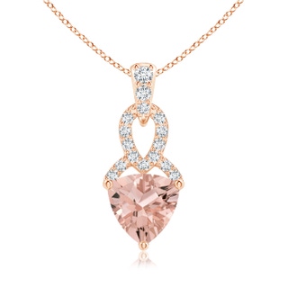 6mm AAAA Trillion Morganite Dangle Pendant with Diamond Accents in Rose Gold