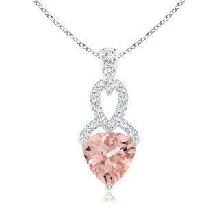 6mm AAAA Trillion Morganite Dangle Pendant with Diamond Accents in White Gold