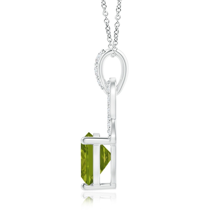 6mm AAA Trillion Peridot Dangle Pendant with Diamond Accents in White Gold product image