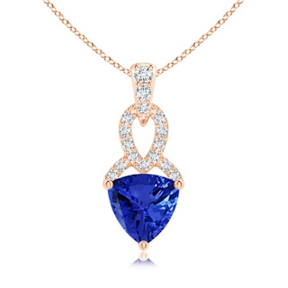 6mm AAA Trillion Tanzanite Dangle Pendant with Diamond Accents in Rose Gold