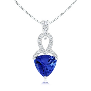 6mm AAA Trillion Tanzanite Dangle Pendant with Diamond Accents in White Gold