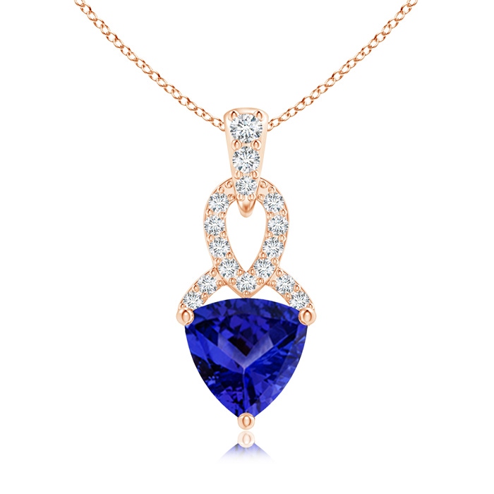 6mm AAAA Trillion Tanzanite Dangle Pendant with Diamond Accents in Rose Gold